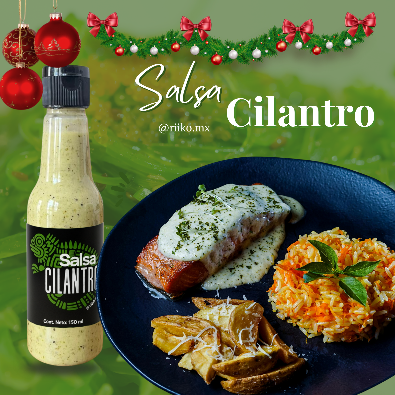 Salsa Cilantro Nivel de picante: 🔥 (Suave - para todos)
